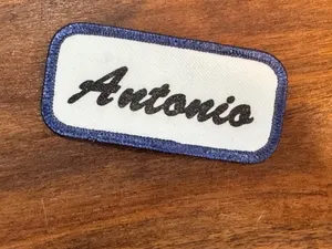 Parche de tela rectangular personalizado y ecológico de Antonio con nombre bordado, etiqueta de lona para coser, borde blanco y azul - Product Image 1
