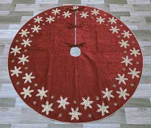 Handmade Velvet Christmas <b>Tree</b> Skirt Embroidered Poinsettia Snowflake Holiday Xmas <b>Tree</b> Base Cover Decor - Product Image 6