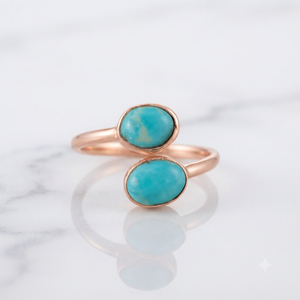 Mohave <b>Turquoise</b> Gemstone <b>Ring</b> 925 Silver Bezel Setting Bohemian Style Unisex Everyday Wear Gold Plated And Rose Gold Plated - Product Image 3