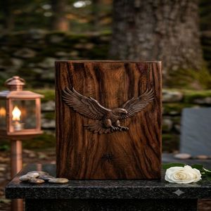 Wooden Cremation Urn Adult <b>Ashes</b> Memorial Urn carved Eagle Decorative Burial <b>Keepsake</b> <b>for</b> Columbarium - Product Image 6