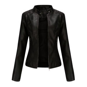 Chaqueta de cuero genuino para mujer, estilo motociclista, transpirable, talla grande, para invierno 2026 - Product Image 2
