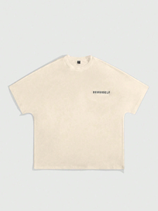 T-shirt à manches courtes pour homme, coupe ample, col rond, logo sur le devant, style streetwear, fabriqué en coton biologique pur, impression personnalisée - Product Image 2