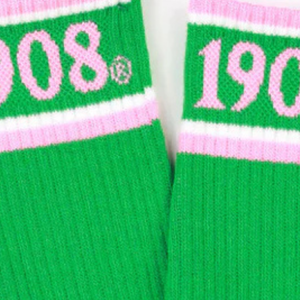 1908 Crew <b>Socks</b> Green White Pink Ribbed Cotton Blend Sports Casual Mid Calf Soft Breathable Daily Comfort - Product Image 3
