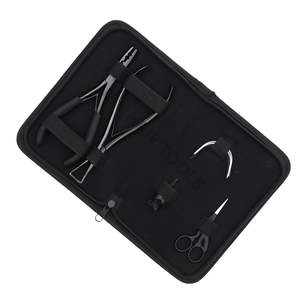 Kit d'outils pour extensions capillaires noir avec pince à extensions, ciseaux de retrait de micro-perles, aiguille de séparation et pinces de sectionnement - Product Image 1