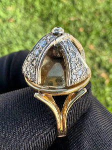 Anillo de Cóctel de Oro Real Sólido de 10K para Mujer con Diamantes Redondos Engastados en Pavé, Estilo Glamuroso, Regalo de Boda, Joyería - Product Image 3