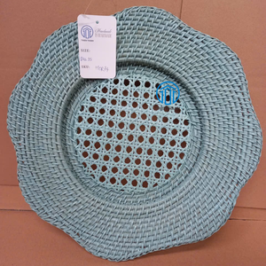 Round Handwoven Wicker Rattan <b>Placemat</b> With Cane Center And Woven Border Eco Friendly Dining <b>Table</b> Decor Wholesale Bulk Supplier - Product Image 1