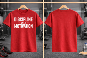T-shirt de sport personnalisé pour la salle de sport, motif « Discipline au-dessus de la motivation », unisexe, en coton, pour l'entraînement, vente en gros OEM - Product Image 6