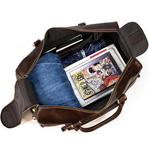 Wholesale Custom Logo Rolling Leather Duffel <b>Bag</b> <b>Wheeled</b> Trolley <b>Travel</b> Luggage Vintage Brown Suitcases Holdall <b>Bags</b> - Product Image 4