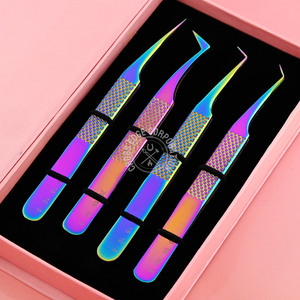 Pinzas de extensión de pestañas profesionales con puntas de fibra para un agarre perfecto de las pestañas que nunca se deslizan 45 90 grados curvadas - Product Image 5