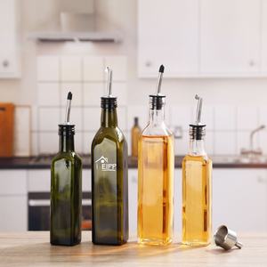 Vetro trasparente distributore di olio d'oliva bottiglia di ampolla con versatori e imbuto caraffa di olio d'oliva Decanter <span class=keywords><strong>per</strong></span> contenitore olio da cucina - Product Image 3