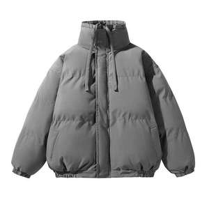 Veste matelassée noire avec col montant, manches bouffantes et poche kangourou, manteau chaud d'hiver pour femmes - Product Image 4