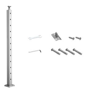 Palo Moderno per Ringhiera a Cavo 42x2x2 Pollici in Acciaio Inossidabile, Palo per Ringhiera Scala con Fori Angolati a 30 Gradi Pre-Forati, Palo per Ringhiera a Cavo - Product Image 1