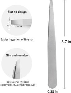 Pinzas ergonómicas para cejas con punta inclinada hechas a mano, herramienta de depilación de precisión de acero inoxidable, moderna y duradera - Product Image 2