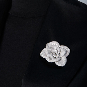 Broche de Flores Romántico para Mujer, Plata 925 con Cristales de Rhinestone, Joyería para Boda - Product Image 3