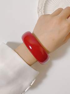 Bracelet manchette en résine de forme irrégulière, en acétate acrylique, couleur écaille de tortue ambrée, bijou de main pour femme, vente en gros - Product Image 6