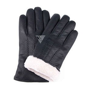 Winter Leather <b>Gloves</b> With Veins For Men Touchscreen Snow <b>Driving</b> <b>Gloves</b> With Fur Lining For Motorcycle <b>Driving</b> - Product Image 1
