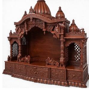 Mandapam de madera de teca de diseño indio del Sur personalizado para el hogar DST Exports Mandir Temple Storage Cabinet Estantes Elegantes de gran tamaño - Product Image 2