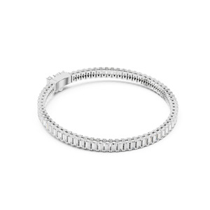 Pulsera de cadena tipo tenis de plata de ley 925 chapada en oro vintage, con moissanita de corte baguette y engaste de bisel, estilo hip-hop, para mujer - Product Image 1