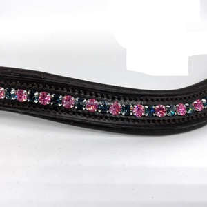 Bandas de cejas de caballo ecuestre de cuero genuino hecho a mano de alta calidad 100% con cristales mega Bling Fabricante Mayorista India - Product Image 3