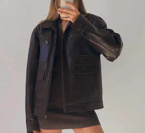 Sustainable OEM Service Customizable Bulk Quantity Women Leather Jacket Winter Durable Breathable Thick Hooded - Product Image 6