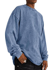 เสื้อยืดคอตตอน 100% สกรีนโลโก้ตามสั่ง ขายดี สำหรับผู้ชาย ทรงหลวม แขนยาว ล้างสีแบบแอซิดวอช เสื้อยืดแขนยาวกันน้ำ ล้างสีแบบแอซิดวอช - Product Image 6