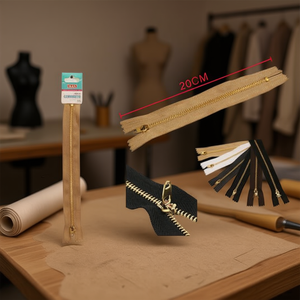 Cerniera Ilan color crema 20 cm con denti in metallo per accessori di abbigliamento - Product Image 2