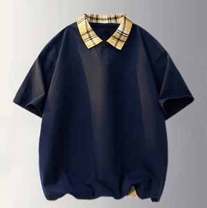Oversized <b>Waffle</b> Knit 100% Cotton Worsted for <b>Shirt</b> Men Summer Casual Short Sleeve Loose Fit Breathable Streetwear - Product Image 1