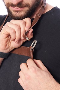 Tablier professionnel en toile cirée durable avec fermeture éclair, réglable à porter en croix sur le dos, pour chef, barista, barbier, charpentier, porte-outils LCA-0074 - Product Image 5