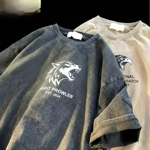 Camisetas de Hombre Personalizadas con Logotipo, Estilo Urbano, Tejidas, 100% Algodón, Lisas, de Alta Calidad, con Estampado Vintage Lavado y Antiarrugas - Product Image 1
