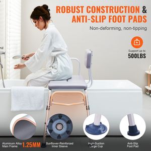 Sedili da bagno leggeri da 500 libbre per adulti disabili-panca da trasferimento con bracciolo reversibile per bagno attrezzatura di sicurezza - Product Image 4