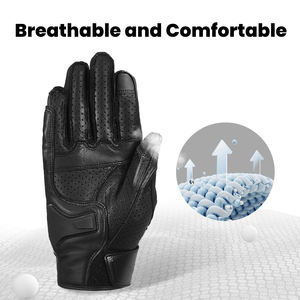 ถุงมือมอเตอร์ไซค์หนังแท้ป้องกันนิ้วเต็มรูปแบบ พร้อมโลโก้สั่งทำพิเศษ กันลม รองรับหน้าจอสัมผัส ถุงมือหนังสำหรับแข่งรถ - Product Image 4