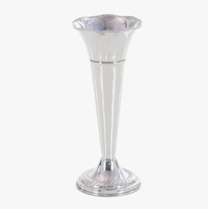 Jarrón de Metal Plateado Pulido con Forma de Trompeta - Portaflores con Borde Ondulado para Centro de Mesa de Boda y Decoración Elegante del Hogar - Product Image 1
