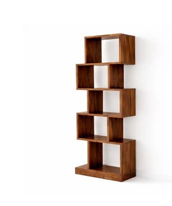 Wholesale Modern <b>Solid</b> Wood Bookshelf Zigzag <b>Wooden</b> Display Rack Free Standing Organizer for Living Room | Pindel Handicraft - Product Image 3