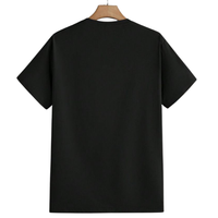 T-shirt décontracté noir pour homme, manches courtes, col rond, patchwork, logo, streetwear, été, OEM/ODM disponible, coupe régulière, haute qualité
