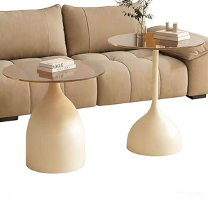 Mesa de Café de Lujo Personalizada, Muebles Metálicos para Cafetería, Mesa Redonda Pequeña de Vidrio Templado, Mesa Pequeña para Decoración del Hogar - Product Image 2