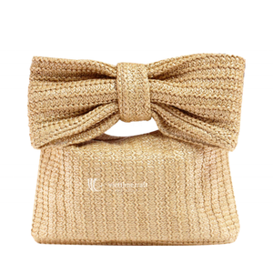 Bolso de Paja para Mujer, Elegante Bolso de Playa y Bolso Tipo Hobo con Lazo de Cinta y Correa de Cuero para la Moda Diaria Femenina - Product Image 1