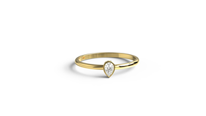 Anillo de Lujo de Oro de 18K con Diamante en Forma de Pera, Anillo Solitario con Engaste de Bisel, Anillo de Promesa Delicado, Banda Minimalista Apilable, Joyería para Mujer - Product Image 1