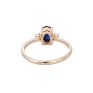 14K Solid <b>Gold</b> <b>Opal</b> Wedding <b>Ring</b> with Pear Cut Diamond Accents - Product Image 4