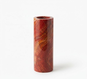 Vase cylindrique en onyx rouge naturel, fait main, tube droit, vase à fleurs en pierre, vente en gros, logo personnalisé, décoration intérieure, vase cylindrique poli - Product Image 1