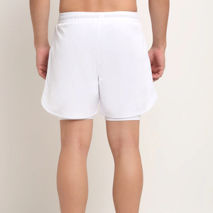 Pantalones Cortos Deportivos 2 en 1 para Hombre, Blancos, de Doble Capa, con Forro Interior de Compresión, Bolsillos Laterales, Cordón Ajustable, Alta Calidad, Personalizables - Product Image 4