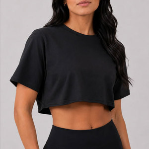 T-shirt court OEM en jersey de coton sans couture pour femme, couleur personnalisée, vierge, pour le sport, la course et l'exercice, anti-humidité - Product Image 6
