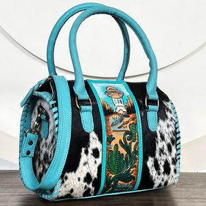 Sac de voyage unisexe en cuir de vachette véritable fait main style vintage avec motif cactus gravé, sac de sport tendance - Product Image 6