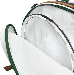 White Nylon Tennis Racket Bag 30-40L Zipper Closure Waterproof Sports <b>Backpack</b> With <b>Brown</b> Straps - Product Image 5