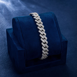 Pulsera de eslabones cubanos Miami con diamantes de moissanita para hombre, chapada en oro blanco de 14K, plata de ley 925, joyería hip hop - Product Image 2