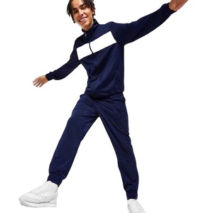 Chándal de entrenamiento para hombre de cuello alto, Otoño Invierno, cálido, transpirable, suave, de poliéster, con cremallera de patrón sólido de alta calidad - Product Image 1