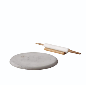 Marble Pastry Board Food-Grade Kitchen Restaurant Use Marble Pastry Board with Wooden <b>Rolling</b> <b>Pin</b> Set for Kitchen Use - Product Image 1