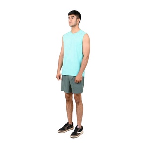 Camiseta sin mangas de gimnasio para hombre Azul Aguamarina lisa al por mayor camiseta sin mangas transpirable ligera de secado rápido personalizable perfecta para entrenamiento y Deportes - Product Image 3