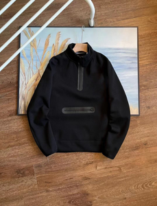 Sweat-shirt de sport unisexe printemps-automne à col montant, manches raglan, demi-zip, fermeture éclair thermocollée, coupe ample, effet délavé - Product Image 3