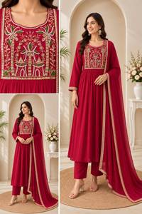 Dhwaja Export <b>Women</b> MUL CHANDERI WITH WORK <b>KURTI</b> PAIR - Product Image 4