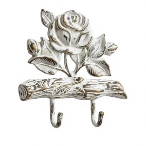 Crochets muraux en fonte Ba Vintage Rose, 2 patères, motif floral, multifonctionnels, installation facile, décoratifs rustiques pour vêtements - Product Image 3